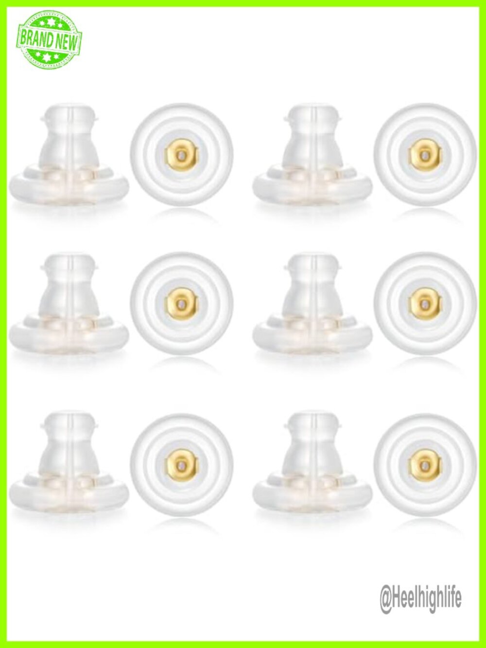 12pcs Silicone Earring Backs 18K Gold Plated Replacements for Studs